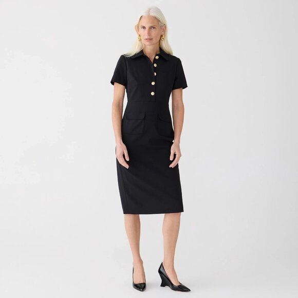 J. Crew Dresses & Skirts - NWT J.Crew Collared Sheath in Black Bi-stretch Wool Blend Dress 6 $298